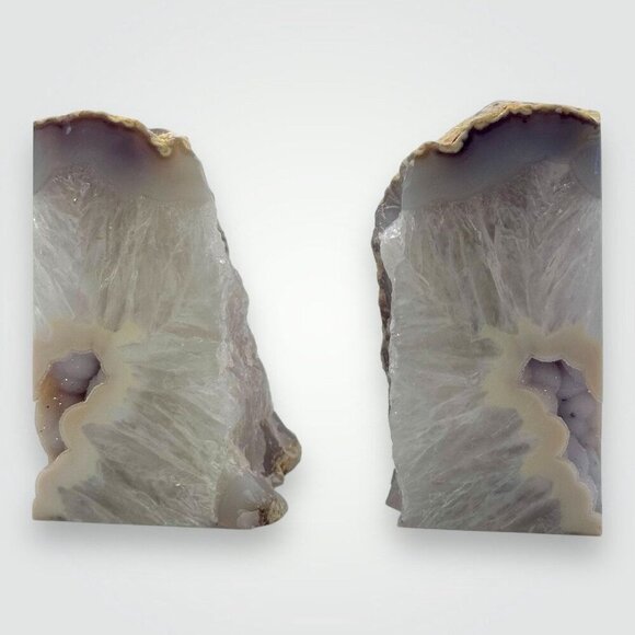 Agate Bookends Crystal Geode Center Natural Stone Book End Bookshelf Decor  (MO) - Picture 6 of 10